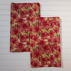 DAN RIVER Valances Yellow Pink Hibiscus Flowers NWOT Vintage Floral Valance Pair